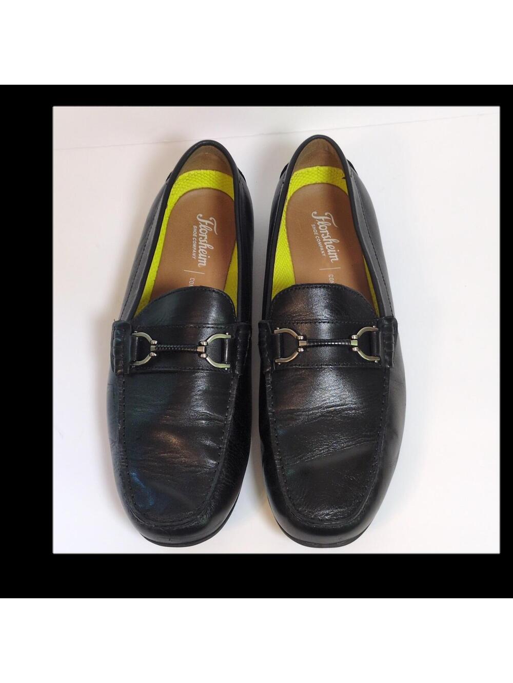 Florsheim Men's Horsebit Leather Cushioned Slip On Black Loafer Shoes Sz M 12W